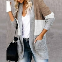 Кардиган за женски клирънс, Aieott Cardigan пуловер с леки оферти, дълъг ръкав отворен фронт ежедневен, сол джоб плюшен дълъг плетен пуловер, голям празничен спестявания