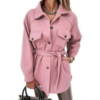 Hanzidakd женско яке палта зима дълъг ръкав полиестер плюс размер плътно яке палта розово m