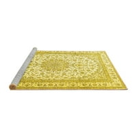 Ahgly Company Machine ПРОЧАВАНЕ НА ВЪЗДУШНИ СРЕДНИ МЕДАЛЛИОН Жълти традиционни килими, 3 'квадрат