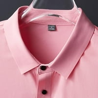 Puawkoer Мъжки модна риза Небрежно късо ръкав голф риза ледени копринени материали висок смисъл риза v Врат тениски за големи мъжки тениски