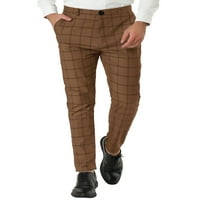 Уникални изгодни Мъжки тънък годни кариран бизнес панталони панталони с джобове