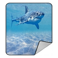 Подводно световно одеяло, страхотна бяла акула в океанския одеяло кристално кадифе от предната част и агнешкото шерпа руново одеяло 58x одеяло 58x