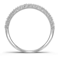 10к Бяло Злато кръг диамант клъстер Булчински сватбен пръстен комплект