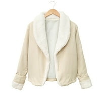 Якета на Lannger за жени, жени модни солидни дълги ръкав дебел плюшен жилетка палто върхове блуза зимни палта коледни подаръци за жени