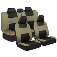 Полипро Калъфи за автомобилни седалки пълен комплект, заден Бежов двуцветен преден и заден Сплит Калъфи за седалки за леки автомобили джип