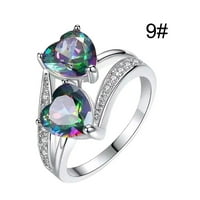 Любовна сплав Инкрустиран кристан женски пръстен Популярен скъпоценен пръстен Прости модни бижута