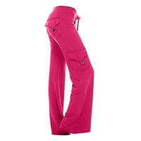 Йога панталони пламък за дамски модни йога панталони с джобове с прав крак свободен удобен модален салон за теглене, работещ с дълги активни ежедневни пуловери горещи розови 3 пъти по-голям