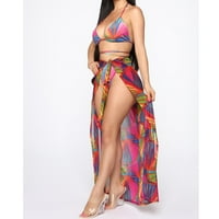 Бански костюми за жени плюс размер жени Bandeau Bandage Bikini Set Push-Up Бразилски бански костюми Плажки облекла за бански костюм многоцветни l