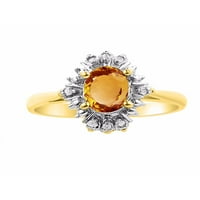 Диамантен и Цитринен пръстен в 14к жълто злато пенирани диаманти ЛР6398КТ-Д