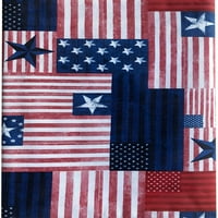 Newbridge Patriotic Patchwork Flag Print винил фланел подложена покривка - червено, бяло и синьо американски флаг винилов покрив, 60 ”84” продълговати правоъгълник