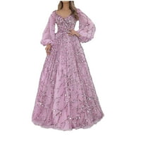 Зунфео официални рокли за жени - Формован Ново пристигане елегантен реколта окото пайети в-врата рокля клирънс розов л