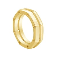 14k твърдо жълто злато сватбена лента пръстен за мъже