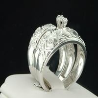 Мъжки дамски 10к годежен пръстен от бяло злато с годежна халка Трио. Ко