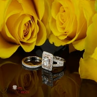 1. CT Emerald Cut Истински култивиран диамант Si1-Si G-H 18K Бяла розова злато хало годеж сватбен булчински комплект дизайнер пръстен bw комплект размер 10