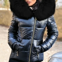 Guvpev жени мода с дълъг ръкав твърд цвят качулка с дълъг памучен палто от памучно яке - черен xxxl