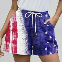 Ден на независимостта жени американски флаг модели ежедневни Шнур ластик Къси панталони 4-ти юли шорти с джоб дамски плетени шорти Дамски плажни шорти