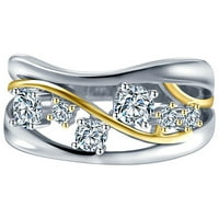 Duhgbne Fashion два тона цвят сребърен пръстен Дами бижута бял сватбен пръстен 6-10