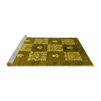 Ahgly Company Machine Pashable Indoor Rectangle Oriental Yellow Industrial Area Rugs, 7 '10'