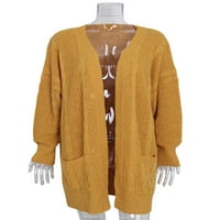 Luxplum жени изхождат от твърдо цветно палто отворен преден жител пуловер свободно яке празнично жълто 3xl