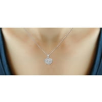 Бижутериклуб от 3 части бели диамантени сребърни обеци, сребърно Колие, сребърни пръстени – бижута във формата на сърце – комплекти за бижута за жени – Подаръци за рожден ден
