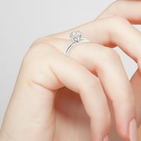 Обет и завинаги персонализирани булчинска Платина над стерлинги сребро кръг бял Топаз 2-парче гравиран сватбен пръстен комплект