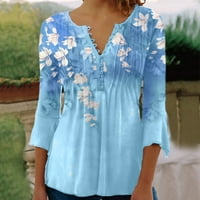 Ризи за жени свободни годни за есента и зимата винтидж отпечатани v шия тънък райета блуза тениски