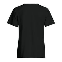 Ризи за жени жени модни момичета плюс размери щампа тениски риза с къс ръкав тениска блуза върхове черни l