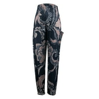 Amtdh дамски модни knickerbockers бохемски графичен отпечатан хлабав женски панталони за йога за жени суипани с джобни кафяви s