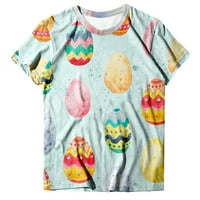 Жени ежедневни летни великденски сладък великденски яйце зайче печат с къс ръкав кръгла тениска с шия спанде жени с дълъг ръкав дами тренировка