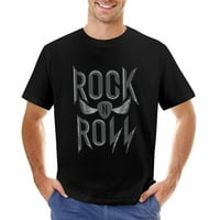 Рок енд рол Музикални Емблеми Мъжка тениска памук ежедневни блузи с къс ръкав Подаръчен Тройник Черен 5ХЛ