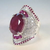 Естествен Ruby Gemstone стерлингов сребърен сватбен пръстен за женско бижу за жени