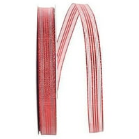 Reliant Ribbon-25767W-065-03K, ивици Mesh Metallic Corsage Wired Edge Ribbon, Red, ярдове