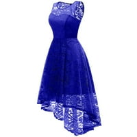 Дамски рокли кръгло деколте ежедневно средно ниво на солидна а-линия без ръкави летни рокли сини l