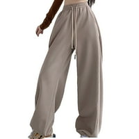 Дамски Шнур еластична висока талия анцуг Плътен цвят направо джогинг катерене панталони