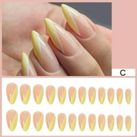 Opvise Set Fake Nails Ultra Thizing Rovable Зашеметяващ визуален ефект Продължава ноктите безпроблемно пълно покритие Фалшиви нокти гланцови съвети за маникюр за салон за нокти