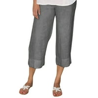 Jtckarpu Casual Pants Cotton Linen Pants Women with Pockets Casual Elastic Waist Trousers