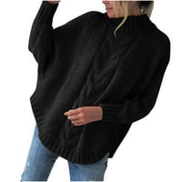 Плетен пуловер за жени пуловер уютен хлабав костенурка Сладки коледни пуловери за коледни пуловер за жени