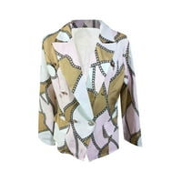 Symoid Womens Coats- Бизнес облекло кариран отпечатан бутон за отслабване с дълъг ръкав с отслабване на кардиган отгоре розово m