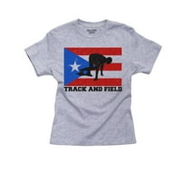 Олимпик на Пуерто Рико - Track & Field - Flag Boy's Cotton Youth Grey тениска