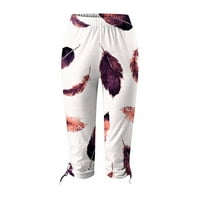 Капри панталони за жени, женски удобни подрязани от свободното време панталони суитчъри йога панталони бяло m