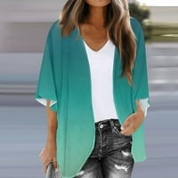Tking fashion дамски леки жилетка за ежедневен ръкав отворен преден градиент върхове палта зелено m