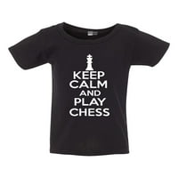 Запазете спокойствие и играйте игра на шахмата смешно дете деца тениска