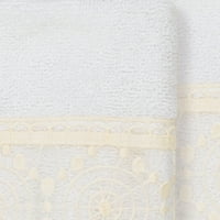 Линум Домашен Текстил Традиционни Съвременни Турски Памук Ариан Крем Дантела Украсени Кърпи, Бели
