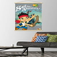 Disney Jake и The Neverland Pirates - Планят до приключенски плакат за стена с дървена магнитна рамка, 22.375 34
