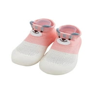 Oucaili малко дете глезени чорапи Prewalker чорап за обувки меки подметки под чехли неплъзгащи се плетени горни първи ходещи обувки на закрито розово 5c-6c