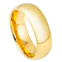 Персонализиран персонализиран гравиращ сватбена лента на пръстена за него и нейното куполово златисто полирано лъскаво лъскав