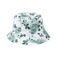На принцси жените лятото Реколта кофа отпечатани двустранен чадър слънцезащитен плосък шапка зелено