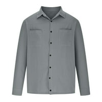 Идораван ризи с дълъг ръкав За Мъже клирънс продажба Мъже Случайни Мода Плътен бутон с дълъг ръкав жилетка риза блуза върхове