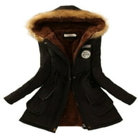 Cindysus Ladies Parka Juge Fur Trim Coat CountString Overcoat Outdoor Deculted Casual Outwear Black 2xl