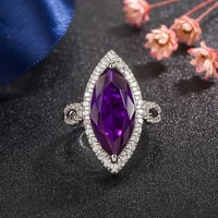 Аметист и диамантен пръстен за жени модни бижута популярни аксесоари пръстен комплект за тийнейджъри